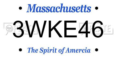 3WKE46 Massachusetts License Plate