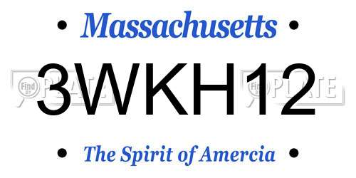 3WKH12 Massachusetts License Plate