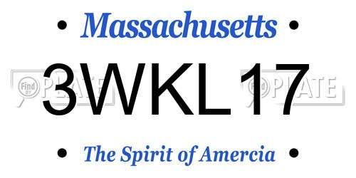 3WKL17 Massachusetts License Plate
