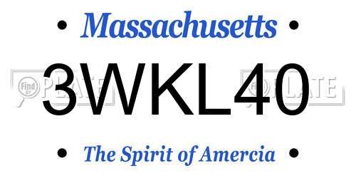 3WKL40 Massachusetts License Plate