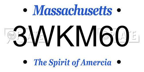 3WKM60 Massachusetts License Plate