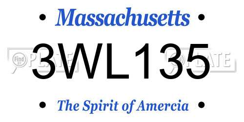 3WL135 Massachusetts License Plate