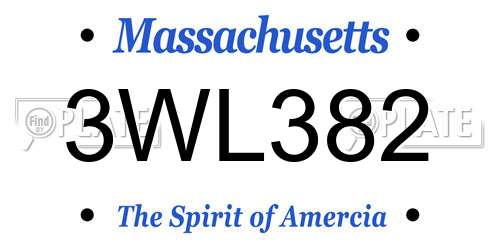 3WL382 Massachusetts License Plate