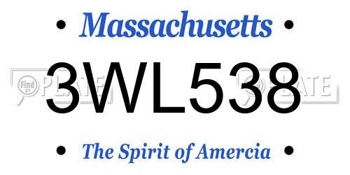 3WL538 Massachusetts License Plate