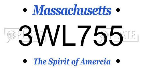 3WL755 Massachusetts License Plate