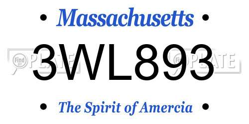 3WL893 Massachusetts License Plate