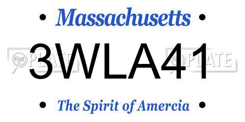 3WLA41 Massachusetts License Plate