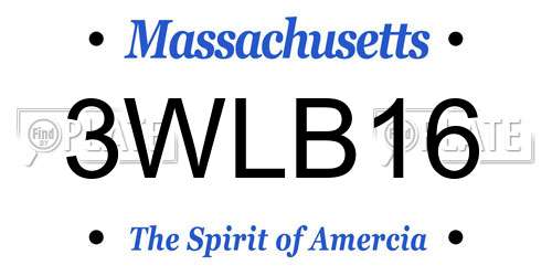3WLB16 Massachusetts License Plate