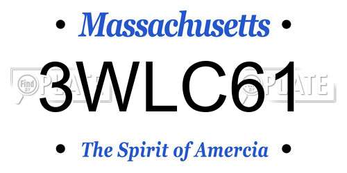 3WLC61 Massachusetts License Plate