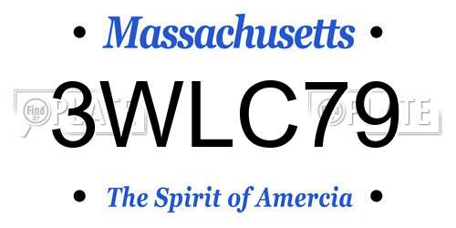 3WLC79 Massachusetts License Plate