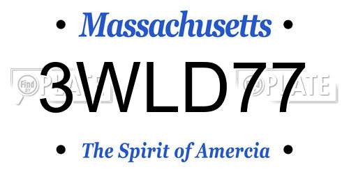 3WLD77 Massachusetts License Plate