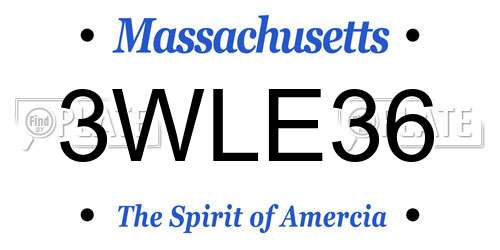 3WLE36 Massachusetts License Plate