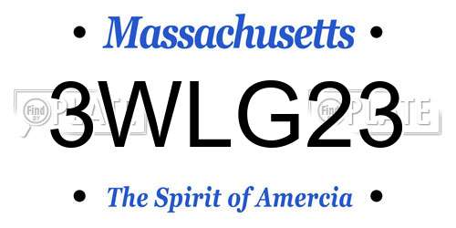 3WLG23 Massachusetts License Plate