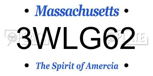 3WLG62 Massachusetts License Plate