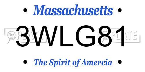 3WLG81 Massachusetts License Plate
