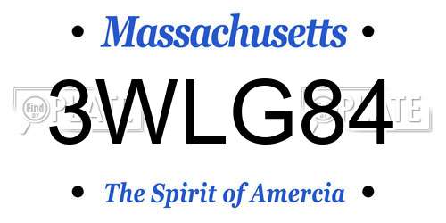 3WLG84 Massachusetts License Plate