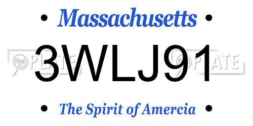 3WLJ91 Massachusetts License Plate