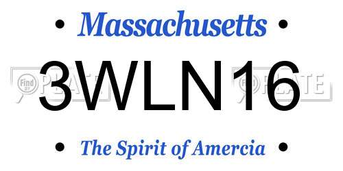3WLN16 Massachusetts License Plate