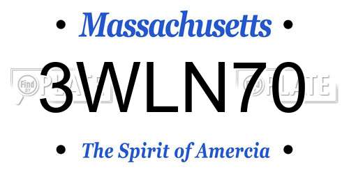 3WLN70 Massachusetts License Plate