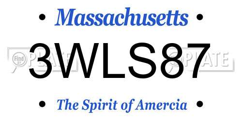 3WLS87 Massachusetts License Plate