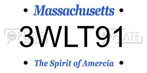 3WLT91 Massachusetts License Plate