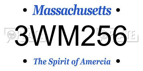 3WM256 Massachusetts License Plate