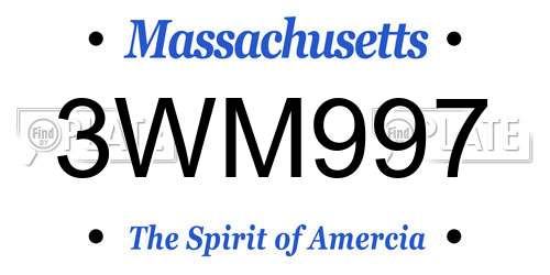 3WM997 Massachusetts License Plate