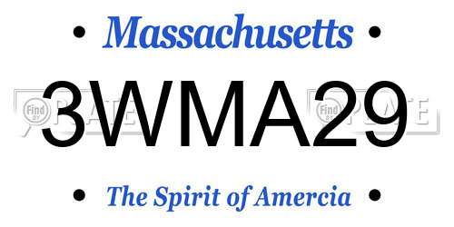3WMA29 Massachusetts License Plate