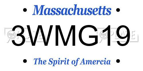 3WMG19 Massachusetts License Plate