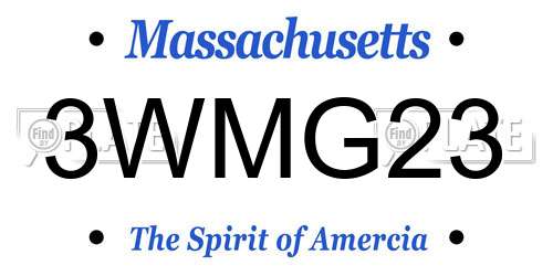 3WMG23 Massachusetts License Plate