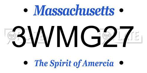 3WMG27 Massachusetts License Plate