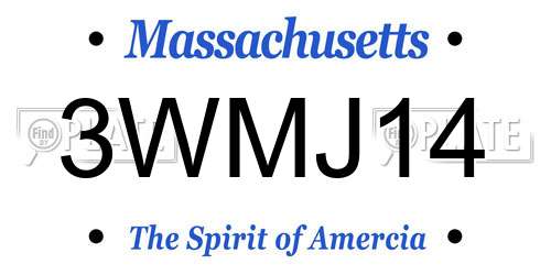 3WMJ14 Massachusetts License Plate