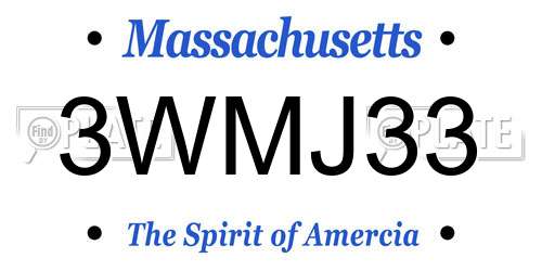 3WMJ33 Massachusetts License Plate