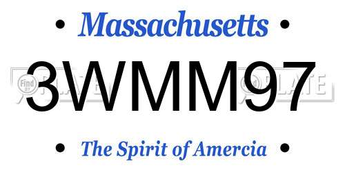 3WMM97 Massachusetts License Plate