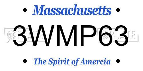 3WMP63 Massachusetts License Plate