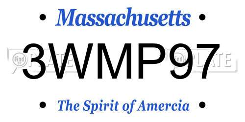3WMP97 Massachusetts License Plate