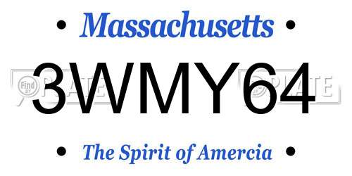 3WMY64 Massachusetts License Plate