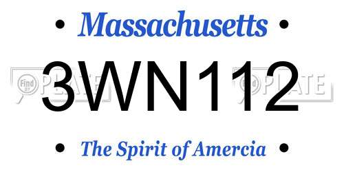 3WN112 Massachusetts License Plate