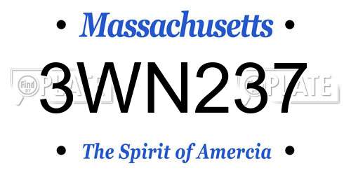 3WN237 Massachusetts License Plate