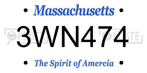 3WN474 Massachusetts License Plate