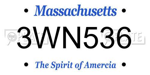 3WN536 Massachusetts License Plate