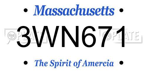 3WN671 Massachusetts License Plate