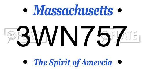 3WN757 Massachusetts License Plate