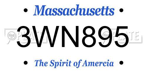 3WN895 Massachusetts License Plate