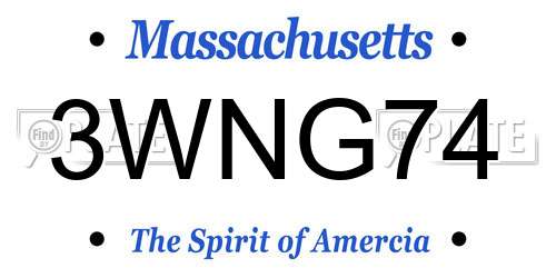3WNG74 Massachusetts License Plate