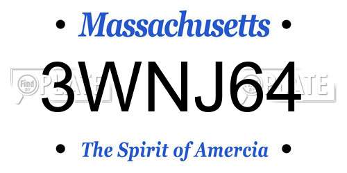 3WNJ64 Massachusetts License Plate