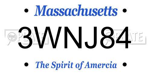 3WNJ84 Massachusetts License Plate