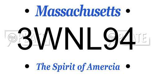3WNL94 Massachusetts License Plate