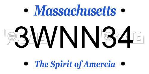 3WNN34 Massachusetts License Plate