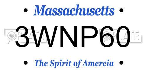 3WNP60 Massachusetts License Plate